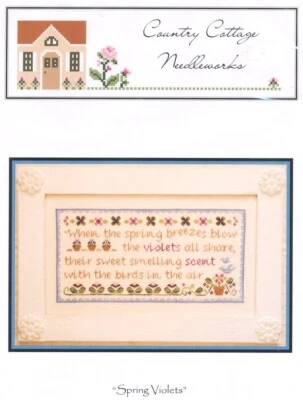Gráfico de punto de cruz Country Cottage Needleworks violetas de primavera solamente ~ muestrador Foto 1 de 3