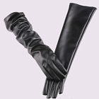 Long Leather Gloves Winter Warmer Elbow Opera Gloves Full Finger Mittens Women