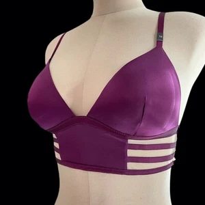 Victoria's Secret SEHR SEXY dehnbarer Satin Long Line gepolsterter Bralette-BH weinrot - M - Bild 1 von 3