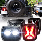 7X6" 5x7" LED Headlights + X Tail Lights Smoke Lens For Jeep Wrangler YJ 87-95