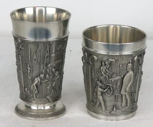 2 VINTAGE GES.GESCH. FEINZINN NK WEST GERMANY PEWTER GOBLET CUPS STEINS - Picture 1 of 4