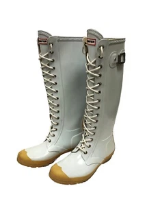 SELTENE Hunter Watling hohe Schnür-Regenstiefel, weiß Größe US Damen 7 EU 38 - Bild 1 von 13