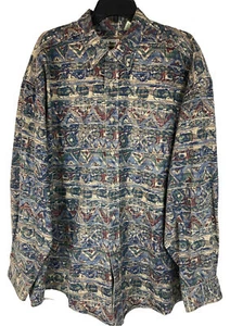 LL Bean Aztec Button Down Shirt Men's XL - Made in USA - Vintage Tapestry Style - Picture 1 of 7