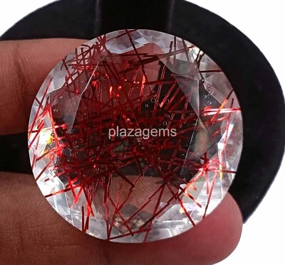 Red Rutilated Quartz 112 Ct Certified Oval Cut Loose Gemstone 35x33mm 4OUL - Image 1 of 4