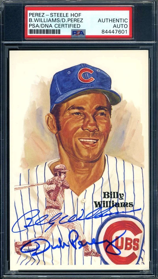 Billy Williams And Dick Perez Rare PSA DNA Signed Perez Steele Postcard Autograp - Image 1 of 1