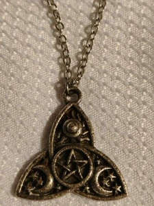 Celestial Pewter Pentagram Moon Wiçcan Pendant Jewelry - Picture 1 of 5