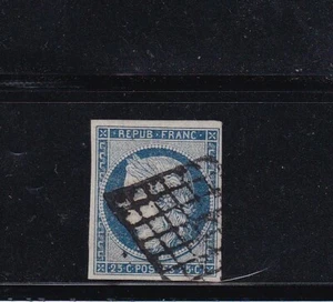 France 1849 Cerere 25 C. Dark Blue With Diamond Cancellation N5416 - Picture 1 of 1