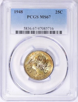 Washington Quarter 1948 graduación profesional MS67 Foto 1 de 3