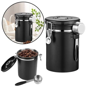 Kaffeedose Edelstahl Behälter für 1kg Kaffeebohnen inkl. Dosierlöffel 1800ml - Bild 1 von 10