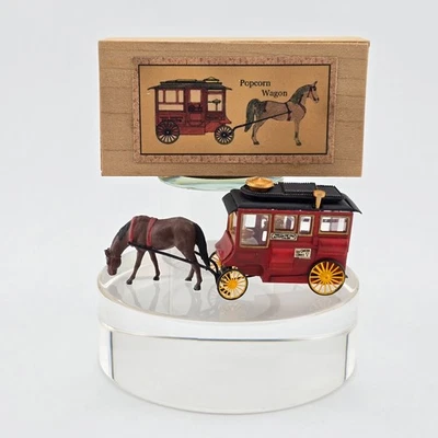 Miniature Dollhouse Lavender Popcorn Wagon Horse Set With Box Signed 1986 - Image 1 of 4