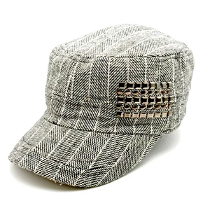 Women's PINSTRIPE MILITARY CAP Gray - Size M/L (56-59cm) - Stretch - Picture 1 of 8