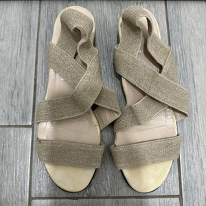 Ron White Vero Cuoio Made In Italy Neutral Woven Strappy Sandals Sz 37.5 - Picture 1 of 15