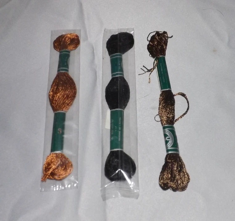 DMC Rayon Floss 30898 30434 and 30310 Browns Lot of Three - Image 1 of 2