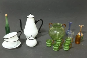 Altes Glas Puppengeschirr Puppen Lauscha ? Glasteile Vasen Fadenglas Vase Bowle - Bild 1 von 8