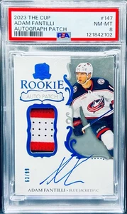 2023-24 Adam Fantilli Upper Deck The Cup Rookie Patch Auto /99 RC PSA 8 - Picture 1 of 2