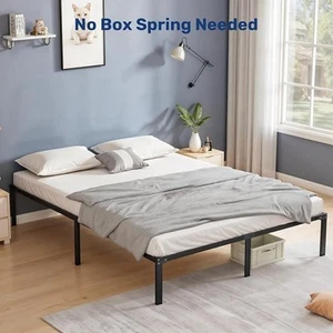 Sturdy King Size Bed Frame 14 Inch Platform No Box Spring Required Heavy Duty - Picture 1 of 7