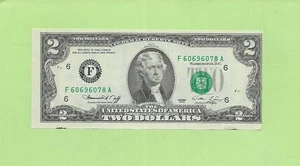 1976 ..UNCIRC $2 F 6069 6078 A .... 1976 $2 F-A NICE NOTE FRN - Picture 1 of 2