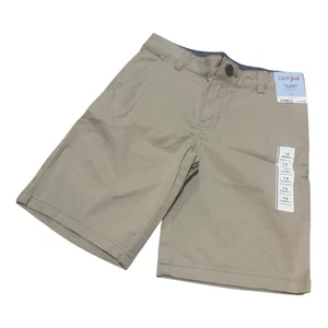 NWT Cat Jack Boys Khaki Shorts Size 12 Husky Flat Front Chino Adjustable Uniform - Picture 1 of 6