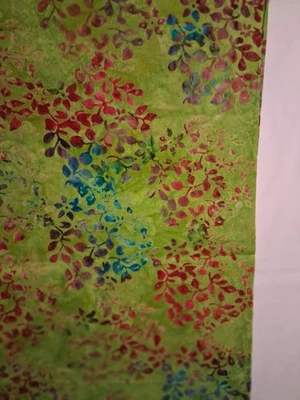 3/4 Yard Lime/Rose/Blue Cotton Batik for Quilting, Sewing, Crafts (42" x 24") - Image 1 of 4