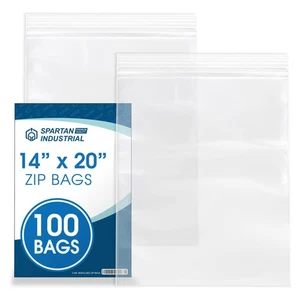 - 14” X 20” (100 Count) 2 Mil Clear Reclosable Zip Plastic Poly Bags with Res... - Picture 1 of 6