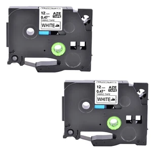2PK Compatible with Brother TZ-FA231 Black on White Fabric 12mm Label Tape 0.47" - Picture 1 of 12