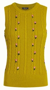 King Louie »SPENCER EUPHORIA« Vintage Floral CABLE Puntada PULLUNDER Rockabilly - Imagen 1 de 5