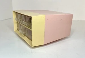 Mid Century RETRO Aufbewahrungsbox rosa & cremeweiß Kunststoff 3 Schubladen Vintage LESEN - Bild 1 von 9