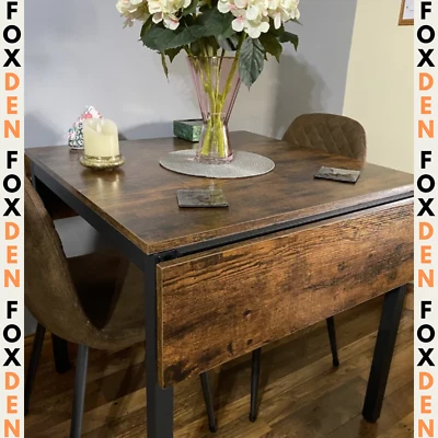 Industrial Drop Leaf Dining Table Extendable Kitchen Small Rustic Metal Folding - Image 1 of 4