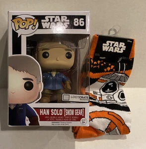 Funko Pop Han Solo (Snow Gear) #86 Lootcrate Exclusive + Pair of Star Wars Socks - Picture 1 of 10
