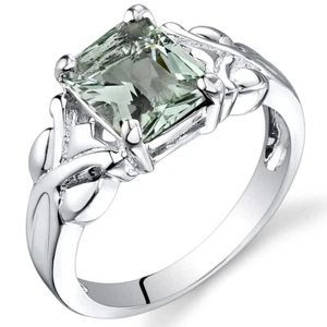 Ring 2,00 kt Radiant Cut grüner Amethyst Sterlingsilber - Bild 1 von 3
