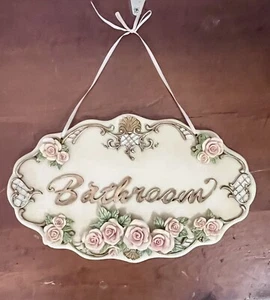 Placa de pared de yeso renacimiento victoriano baño decoración vintage colgante floral - Imagen 1 de 6