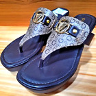NEW Women’s Size 7 1/2 guess platform monogrammed, gold emblem,open-toe sandals