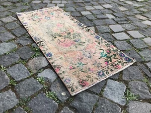 Turkish Vintage Small Rug Handmade Wool Bohemian Bath Mat Rug Traditional Rug - Picture 1 of 10