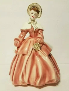 Florence Ceramics Figurine Abigail Ladies Rose Pink Dress White Gold 8 1/2"T - Picture 1 of 12