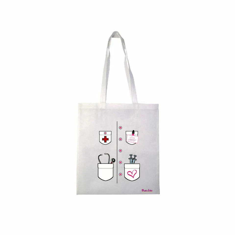 borsa spesa poliestere 36x40 disegno camice infermiera dottoressa  - Immagine 1 di 1