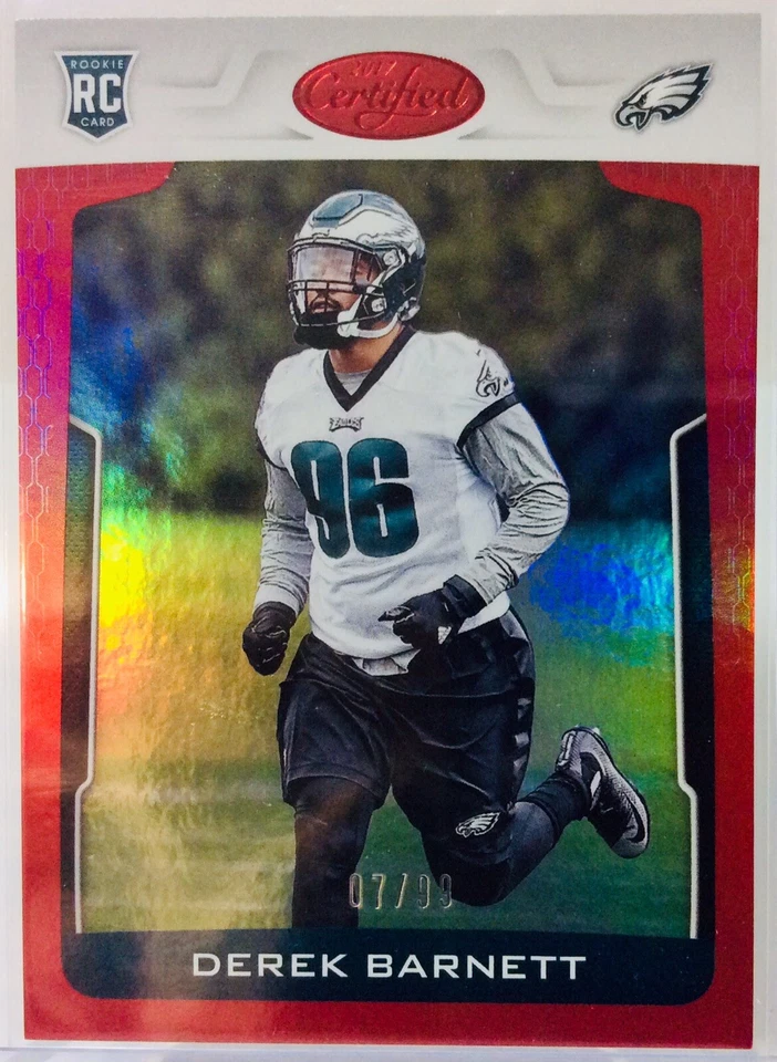 2017 Panini CERTIFIED Football #155 DEREK BARNETT (RC) Mirror Red #d 7/99 EAGLES - Image 1 of 4