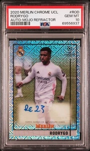 Rodrygo Real Madrid 2020 Topps Merlin Chrome Mojo Refractor Auto 10/99 - PSA 10 - Picture 1 of 4