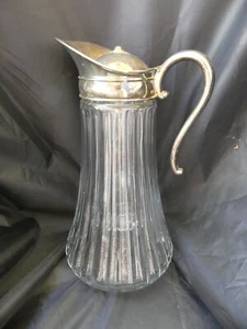 Vintage Glas Wein Claret Krug mit Eis Einsatz - 12" hoch - goldfarbene Oberseite - Bild 1 von 7