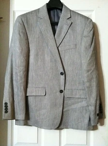 TASSO ELBA MENS NEW GRAY 62%LINEN 38%VISCOSE SINGLE VENTED JACKET BLAZER SZ:40R - Picture 1 of 5