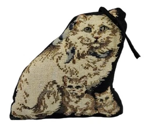 Small Black Pin Cushion Pillow Cat With Kittens  - Picture 1 of 13