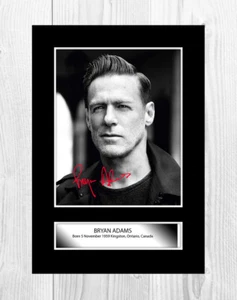 Bryan Adams 3 A4 signed photograph picture poster Choice of frame - Picture 1 of 4