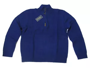 Polo Ralph Lauren Blue Angora Wool Knit Leather Half Zip Shetland Sweater NWT - Picture 1 of 1