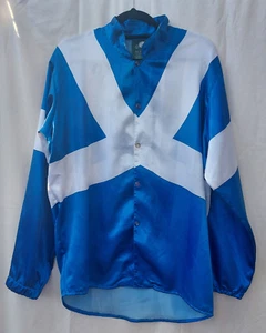 Mitty's All About Winning Jockey Silk Horse Riding Blue Shirt Small Fit - Picture 1 of 16