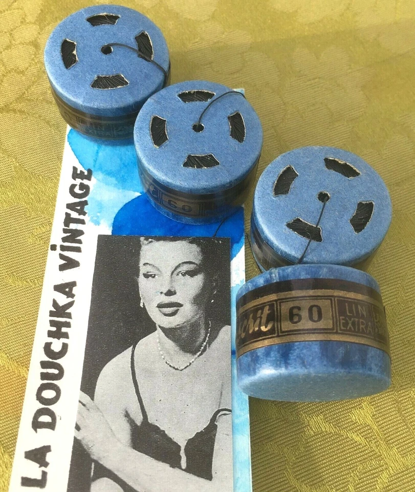 HILO DE COSER FRANCÉS DE LINO PURO NEGRO AÑOS 30~LOTE DE 4 CÁPSULAS~200 METROS~SIN USAR Foto 1 de 4