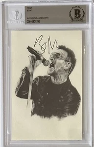 Impresión fotográfica de concierto firmada por Bono U2 BAS Beckett certificado de autenticidad autografiada - Imagen 1 de 2