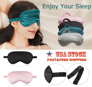 Comfortable Silk Eye Sleep Mask with Adjustable Strap for Night Sleep Rest Relax - Picture 1 of 16