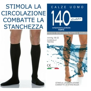 CALZE COMPRESSIONE GRADUATA LUNGHE DA UOMO ELASTICHE COTONE 140 DEN CABIFI MANON - Foto 1 di 3