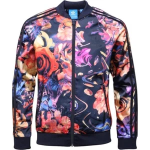 Adidas Track Jacket Originals J Rose SST Full Zip Satin Floral 13-14 Kids Large - Picture 1 of 7