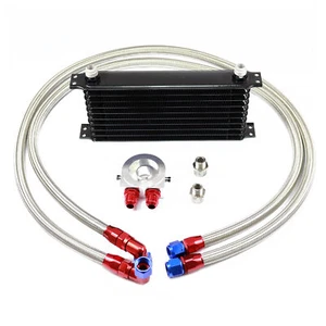 Universal Radiador Aceite Conexión Kit 10 Filas D10 Aluminio Negro Streetstar - Imagen 1 de 4