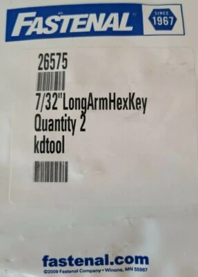2pc Hex Key Allen Wrench 7/32" Long Arm- Fastenal Industrial  - Image 1 of 2
